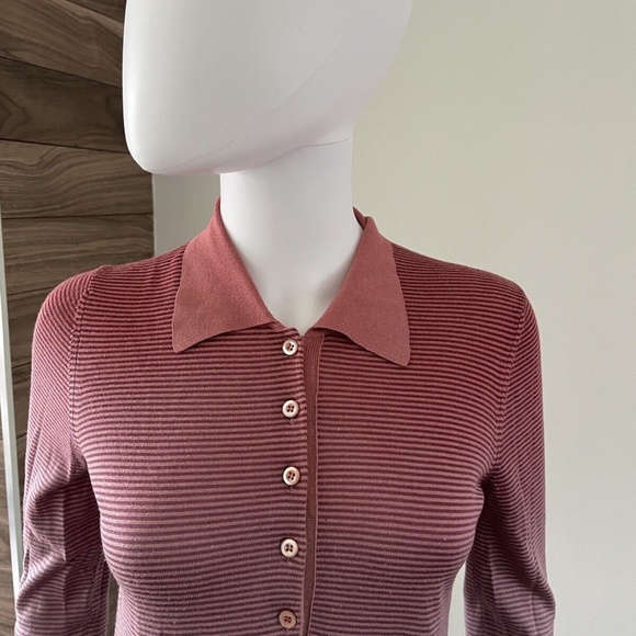 🩷💜 Prada Wool Silk Ribbed Ombré Knit Polo Pullover - Picture 4 of 13